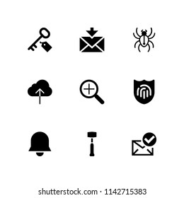 web icon set. email, spider and bell vector icon for graphic design and web