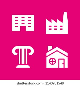 web icon set with factory, house and building vector icons for web and graphic design
