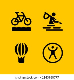 web icon set with fishing, zorbing and bike vector icons for web and graphic design