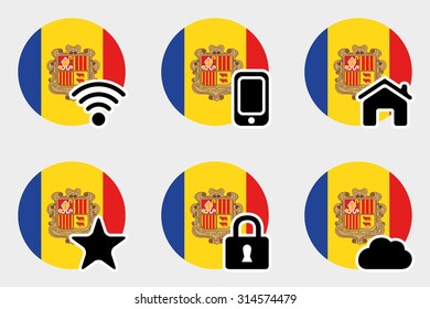 A Web Icon Set with the Flag of Andorra