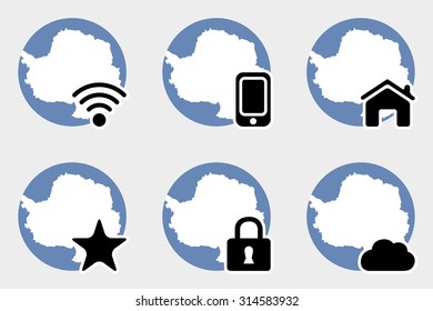 A Web Icon Set With The Flag Of Antartica