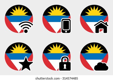 A Web Icon Set with the Flag of Antigua and Barbuda