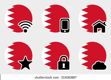A Web Icon Set with the Flag of Bahrain