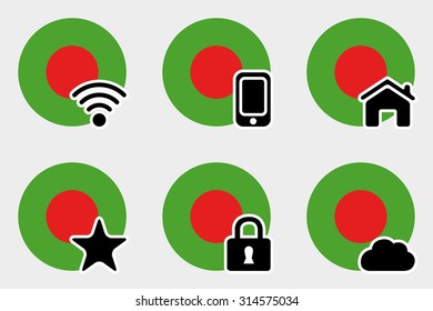 A Web Icon Set with the Flag of Bangladesh