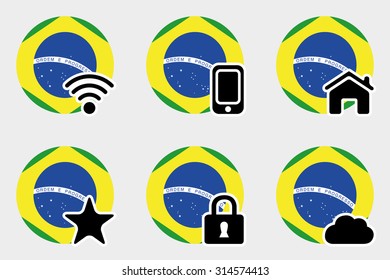 A Web Icon Set with the Flag of Brazil