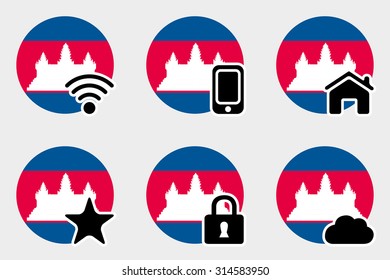A Web Icon Set with the Flag of Cambodia
