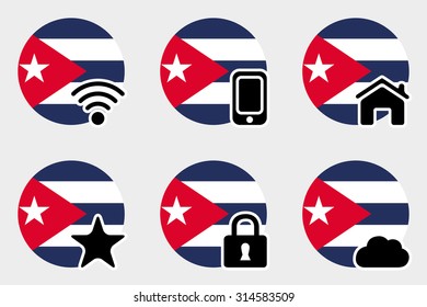 A Web Icon Set with the Flag of Cuba