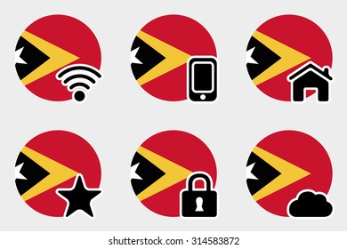 A Web Icon Set with the Flag of East Timor