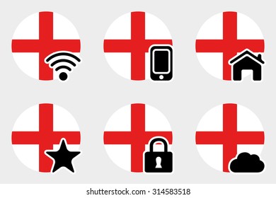 A Web Icon Set with the Flag of England