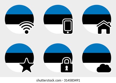 A Web Icon Set with the Flag of Estonia
