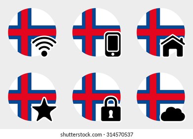 A Web Icon Set with the Flag of Faroe Islands