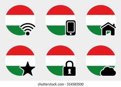 A Web Icon Set with the Flag of Hungary