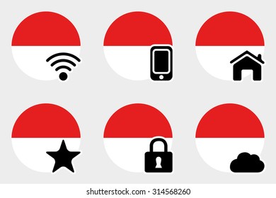 A Web Icon Set with the Flag of Indonesia