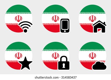 A Web Icon Set with the Flag of Iran