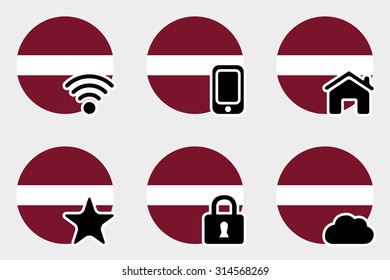 A Web Icon Set with the Flag of Latvia