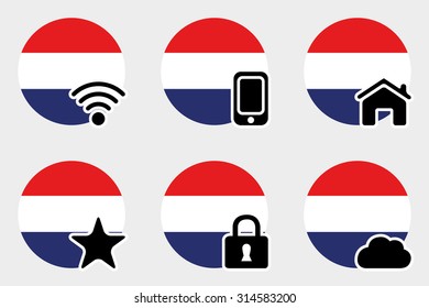 A Web Icon Set with the Flag of Netherlands