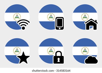 A Web Icon Set with the Flag of Nicaragua