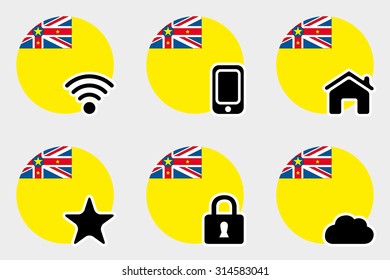 A Web Icon Set with the Flag of Niue