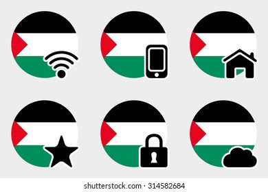 A Web Icon Set with the Flag of Palestine