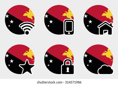 A Web Icon Set with the Flag of Papua New Guinea