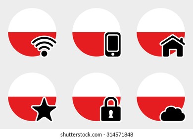 A Web Icon Set with the Flag of Poland