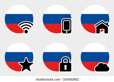 A Web Icon Set with the Flag of Russia