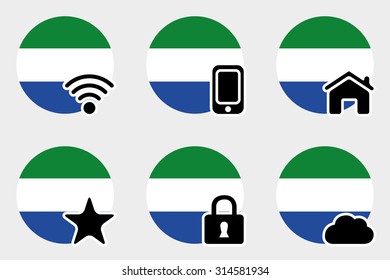 A Web Icon Set with the Flag of Sierra Leone