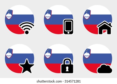 A Web Icon Set with the Flag of Slovenia