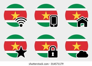 A Web Icon Set with the Flag of Suriname
