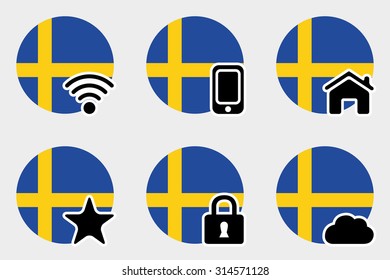 A Web Icon Set with the Flag of Sweden