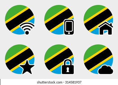 A Web Icon Set with the Flag of Tanzania