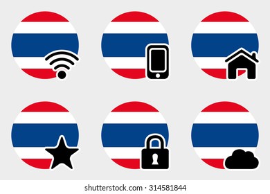 A Web Icon Set with the Flag of Thailand