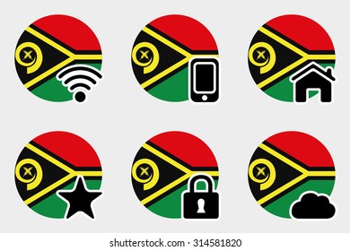 A Web Icon Set with the Flag of Vanuatu