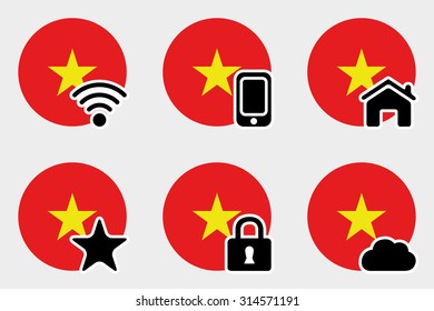 A Web Icon Set with the Flag of Vietnam