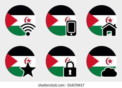 A Web Icon Set with the Flag of Western Sahara