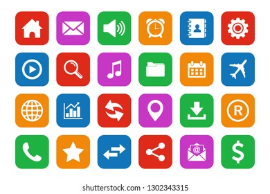 Web icon Set Flat Design. Set of web icon Flat Design vector. for web computer and mobile