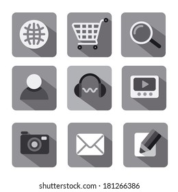 web icon set flat gray