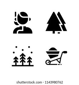 web icon set with forest, chinese and wheelbarrow vector icons for web and graphic design