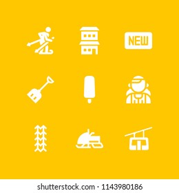 web icon set with frozen, shovel and ski vector icons for web and graphic design