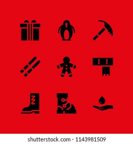 web icon set with gingerbread man, gift and responsible use of water vector icons for web and graphic design