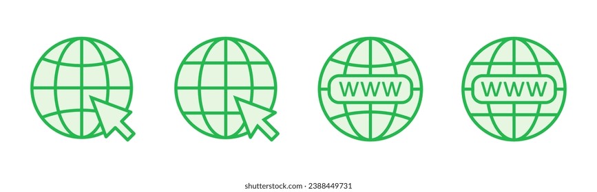 Conjunto de iconos Web. ir al icono web. icono de clic en el sitio web