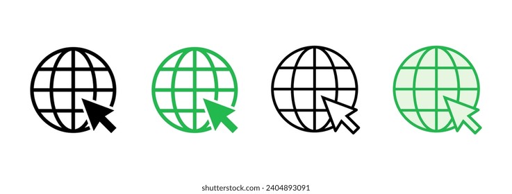 Conjunto de iconos Web. ir al icono web. icono de clic en el sitio web