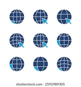 Web icon set. go to web icon. web click icon