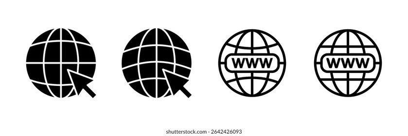 ícone da Web definido. ir para ícone da Web. ícone de clique na Web