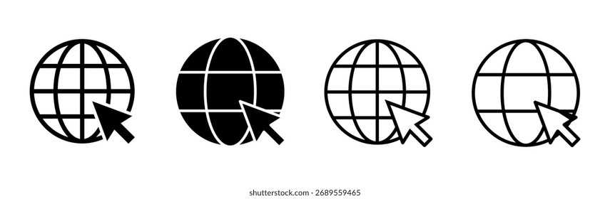 Conjunto de iconos de Web. Ir al icono de Web. Icono de Hacer clic de Web
