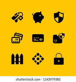 web icon set with gun, credit card and fence vector icons for web and graphic design