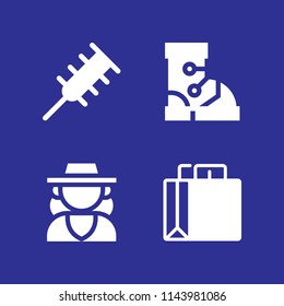 web icon set with hair style, cowgirl and shopping bag vector icons for web and graphic design