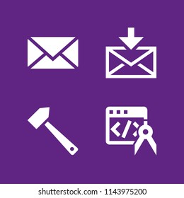 web icon set with hammer, browser and email vector icons for web and graphic design