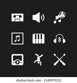 web icon set with headphones, cassette and movie player vector icons for web and graphic design