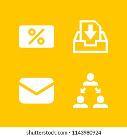 web icon set with hierarchical structure, percentage and mail vector icons for web and graphic design